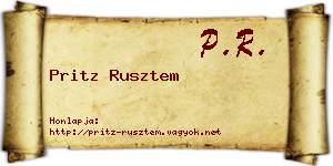 Pritz Rusztem névjegykártya